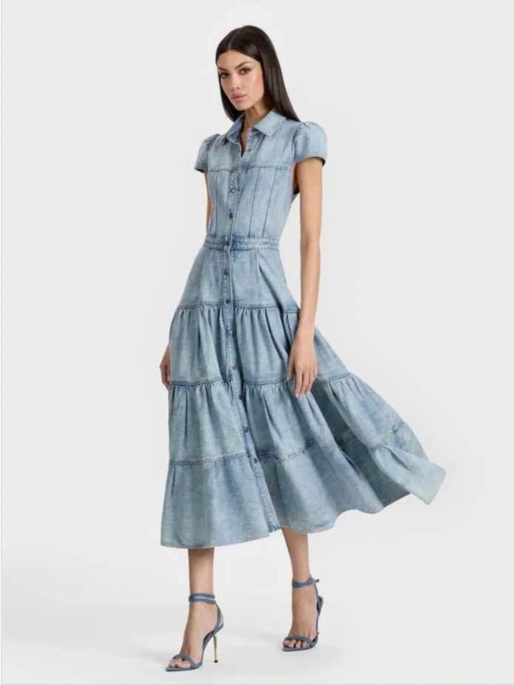 Patsy Tiered Denim Shirtdress